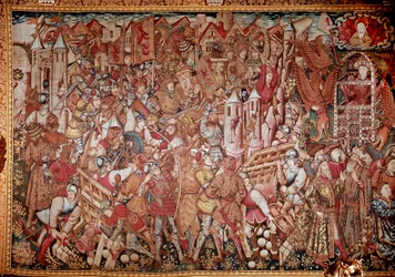 Leben und Taten Alexanders des Großen (356-323 v. Chr.), König von Makedonien. 15. Jahrhundert Wandteppich. Rom, Galleria Doria Pamphili