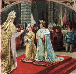 Hochzeit von Karl VIII., König von Frankreich, und Anne von Bretagne im Schloss von Langeais am 6. Dezember.