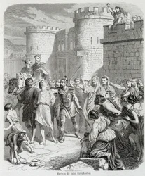 Martyrium des Heiligen Symphorien - in „Histoire des popes“ von Maurice Lachatre