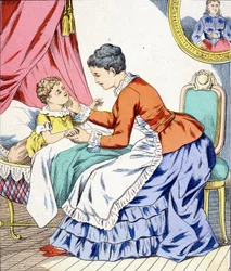 Mutter singt ihrem Kind ein Schlaflied.