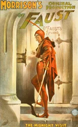 Morrisons Originalproduktion von Faust: der Mitternachtsbesuch - Plakat für ein Theaterstück: Illustration von Fausts Besuch
