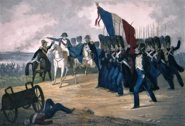 Napoleon I in Waterloo am 18.06.1815 (Gravur des 19. Jahrhunderts)