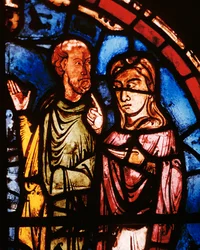 Noah und seine Frau betreten die Arche