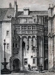 Nürnberger Rathaus - der Innenhof des Rathauses von Nürnberg - Gravur um 1867