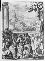 Ovidius - Illustration für Buch 15 - (P. Ovidii Nasonis Metamorphose libri XV um notis TH. Farnabii.) Anmerkung von Thomas Farnaby (Farnabia) (1575-1647)