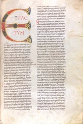 Seite mit Großbuchstaben "Et Factotum," 11. Jahrhundert