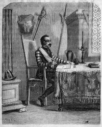 Pascal Paoli (1725-1807), korsischer Patriot in seinem Atelier. In „Pasquale Paoli ossia la rotta di Pontenuovo“ von F.D. Guerrazzi. 1872