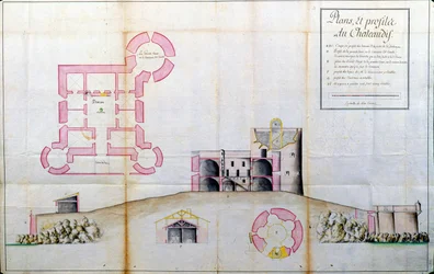 Plan und Querschnitt des Château d