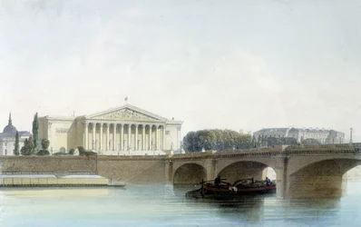 Pont de la Concorde, Lithografie von Aubrun, 19. Jahrhundert