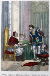Papst Clemens V. und Philipp IV. der Schöne, König von Frankreich, beschlossen die Templer zu eliminieren