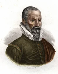 Porträt von Ambroise Paré (1509-1590), französischer Chirurg - Gravur des 19. Jahrhunderts