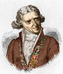 Porträt von Antoine Augustin Parmentier (1737 - 1813), französischer Militärapotheker und Agronom. Gravur von 1845