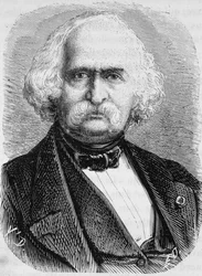 Porträt von Auguste Perdonnet, Bauingenieur. Gravur aus dem späten 19. Jahrhundert in „Histoire de France“ von H. Martin.