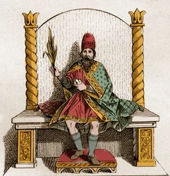 Porträt von Bonifatius III. von Toskana (985-1052) Markgraf von Canossa und Toskana - Bonifatius III., Markgraf von Toskana oder Bonifatius von Canossa - Bonifacio III di Canossa (oder Bonifacio IV di Toscana) Gravur von 1861