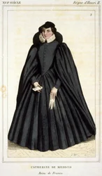 Porträt von Katharina von Medici (Caterina de Medici) (1519 - 1589), Gravur Anfang des 19. Jahrhunderts.