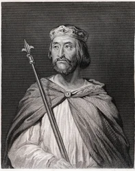 Porträt von Karl III. genannt der Einfältige (879 - 929), König von Frankreich (898 - 929) - in „Histoire des Français“ von Lavallée, Gravur, sd