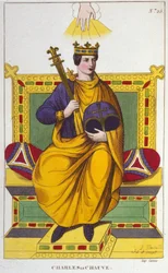 Porträt von Karl II. dem Kahlen (823 - 877), König von Frankreich, Gravur von 1830