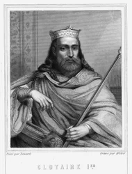 Porträt von Clotaire (Chlothar) I. (497 - 561), König von Neustrien und König der Franken - in „Histoire des Français“ von Lavallée, Gravur, sd.