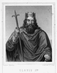 Porträt von Chlodwig I. (ca. 466-511), König der Franken - in „Histoire des Français“ von Lavallée, Gravur, undatiert.