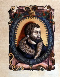 Porträt von Conrad Gesner (1516 - 1565) Zürcher Arzt nach der Historia Animalium von Conrad Gesner, Tiguri 1560. Biblioteca nazionale Braidense. Mailand
