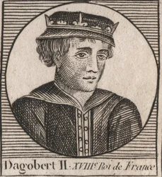 Porträt von Dagobert II., König der Franken von 711 bis 716 - Gravur aus „Instruction sur l