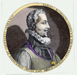 Porträt von Don Juan von Österreich (1547-1578), unehelicher Sohn von Karl V. (1500 - 1558). Gravur