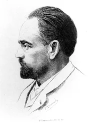 Porträt von Emile Zola von F. Desmoulin.