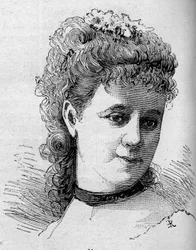Porträt von Emilie Broisat (1848-1929), französische Schauspielerin, Mitglied der Comédie-Française. Gravur in „Le Monde Illustré“ Nr. 1168 vom 16. August 1879