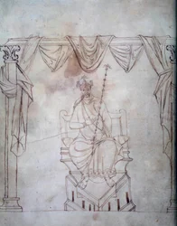 Porträt von Kaiser Karl dem Großen (742-814) Miniatur aus dem Recueil des capitulaires d