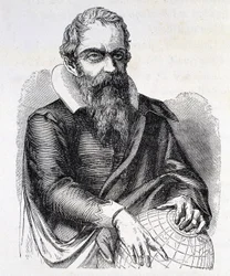 Porträt von Galileo Galilei genannt Galileo (1564 - 1642), Gravur 19. Jahrhundert
