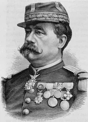 Porträt von General Carré de Bellemarre. Gravur aus dem späten 19. Jahrhundert in „Histoire de France“ von H. Martin.