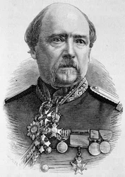 Porträt von General Coffinières. Gravur des späten 19. Jahrhunderts in „Histoire de France“ von H. Martin