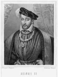 Porträt von Heinrich II. (1519-1559), König von Frankreich - in „Histoire des Français“ von Lavallée, Gravur, sd.