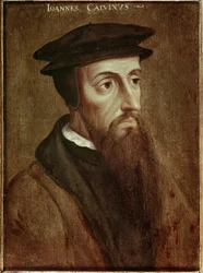 Porträt von Jean Calvin (Jean Cauvin) französischer Reformator und Schriftsteller (1509-1564)