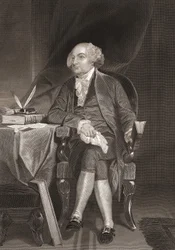Porträt von John Adams (1735-1826), amerikanischer Staatsmann und zweiter Präsident der Vereinigten Staaten. Gravur des 19. Jahrhunderts.