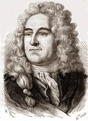 Porträt von John Law (1671 - 1729), schottischer Finanzier, der 1720 den Bankrott verursachte (Ereignis der Quincampoix-Straße)