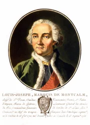 Porträt von Louis-Joseph, Marquis von Montcalm de Saint-Véran (1712-1759). Ein französischer General, der bei dem Versuch starb, Quebec gegen die Engländer zu verteidigen. Gravur des 19. Jahrhunderts.