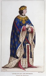 Porträt von Ludwig I. von Bourbon, der Lahme (1279-1342), Graf von Clermont (1310), Herzog von Bourbonnais, Graf von La Marche und Castres (1327), Gravur von 1830