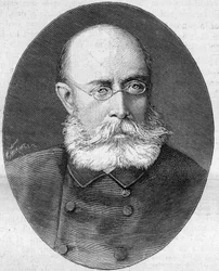 Porträt von Louis Léon César Faidherbe (General Faidherbe) (1818-1889), französischer Soldat und Politiker. Gravur in „La Nature. Revue des sciences et de ses applications aux arts et à l