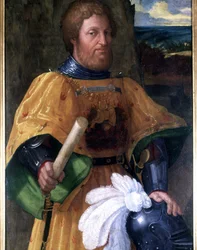 Porträt von Marcoantonio Colonna, General, der an der Schlacht von Lepanto 1571 teilnahm. Gemälde der Epoche. Accademia Navale von Livorno