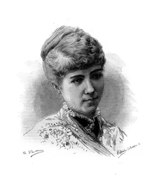 Porträt von Marie Van Zandt (1858-1919), französische Sängerin niederländischer Herkunft. Gravur in Le Monde Illustré 1883. Private Sammlung