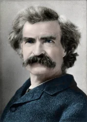 Porträt von Mark Twain (Samuel Langhorne Clemens) (1835-1910), amerikanischer Schriftsteller