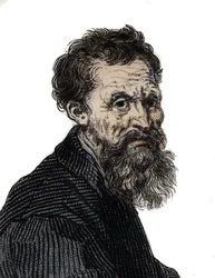 Porträt von Michelangelo Buonarroti, italienischer Bildhauer - Porträt von Michelangelo Buonarroti, genannt Michelangelo