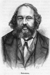 Porträt von Mikhail Aleksandrovich Bakunin (1814 - 1876), russischer anarchistischer Revolutionär. Gravur des 19. Jahrhunderts.