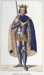 Porträt von Philipp V. der Lange (1294 - 1322), König von Frankreich (Stich von 1830)