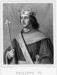 Porträt von Philippe VI. de Valois (1294-1350), König von Frankreich - in "Histoire des Français" von Lavallée, Gravur, sd