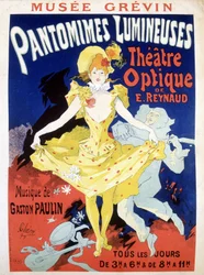 Plakat für das tägliche Spektakel „Pantomimes Lumineuses“ im Optischen Theater von Reynaud