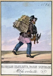 Geflügelhändler - Gravur des 19. Jahrhunderts