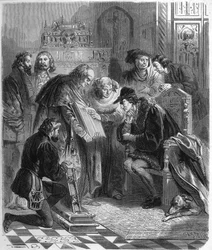 Vorstellung der gedruckten Bibel an Ludwig XI. (1423-1483), König von Frankreich