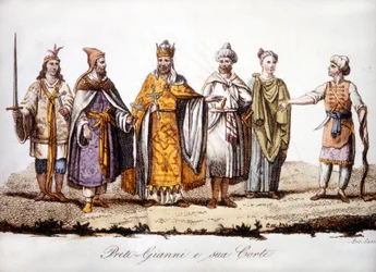 Priester Jean und sein Hof. Gravur, frühes 19. Jahrhundert
